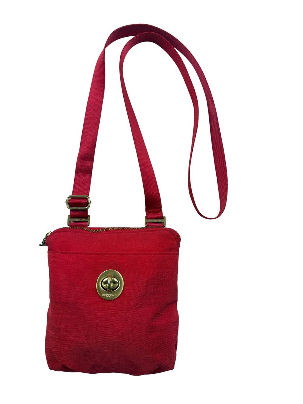 Baggallini Hanover Poppy Red Crossbody Purse Brushed Gold Hardware RFID Organize